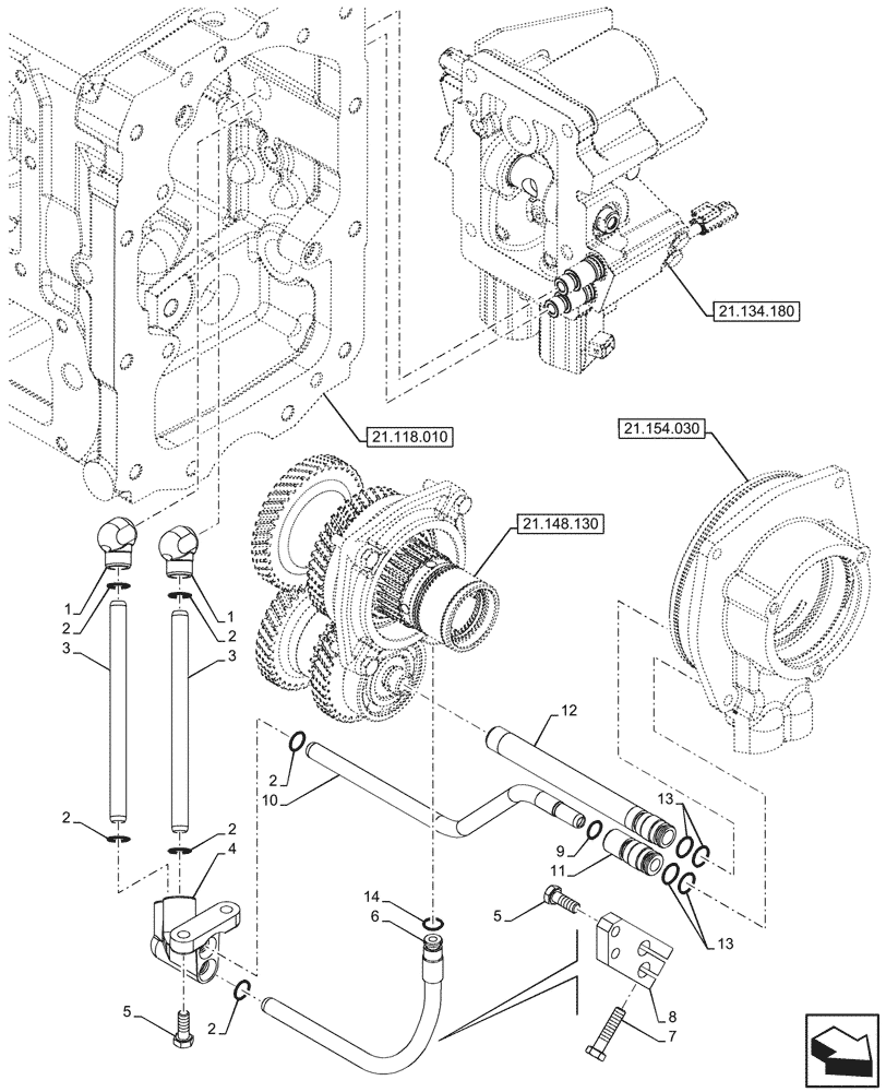 Схема запчастей Case IH FARMALL 110CL - (21.134.210) - VAR - 759007 - POWERSHUTTLE, TRANSMISSION CONTROL VALVE, COMPONENTS, PIPE, HI-LO (21) - TRANSMISSION