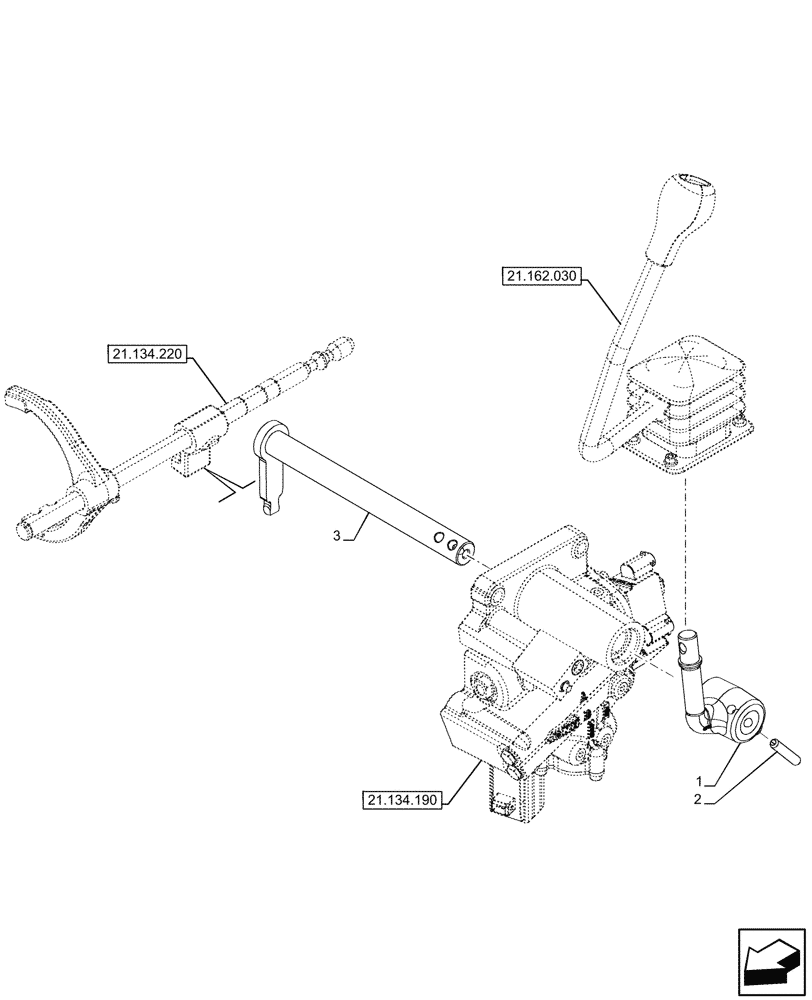 Схема запчастей Case IH FARMALL 100CL - (21.162.010) - VAR - 743548, 759007 - FORWARD/REVERSE LEVER, COMMAND ARM, W/O CREEPER (21) - TRANSMISSION