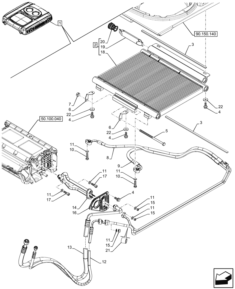 Схема запчастей Case IH FARMALL 100CL - (50.200.050) - VAR - 759031 - AIR CONDITIONER, W/ ECO CAB, CONDENSER, LINE, CAB (50) - CAB CLIMATE CONTROL
