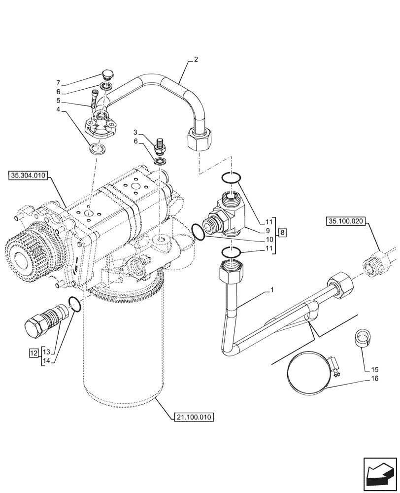 Схема запчастей Case IH FARMALL 100CL - (35.100.030) - VAR - 743915, 743970 - DELIVERY PIPE, LIFT ARM, STEERING, 60L (35) - HYDRAULIC SYSTEMS