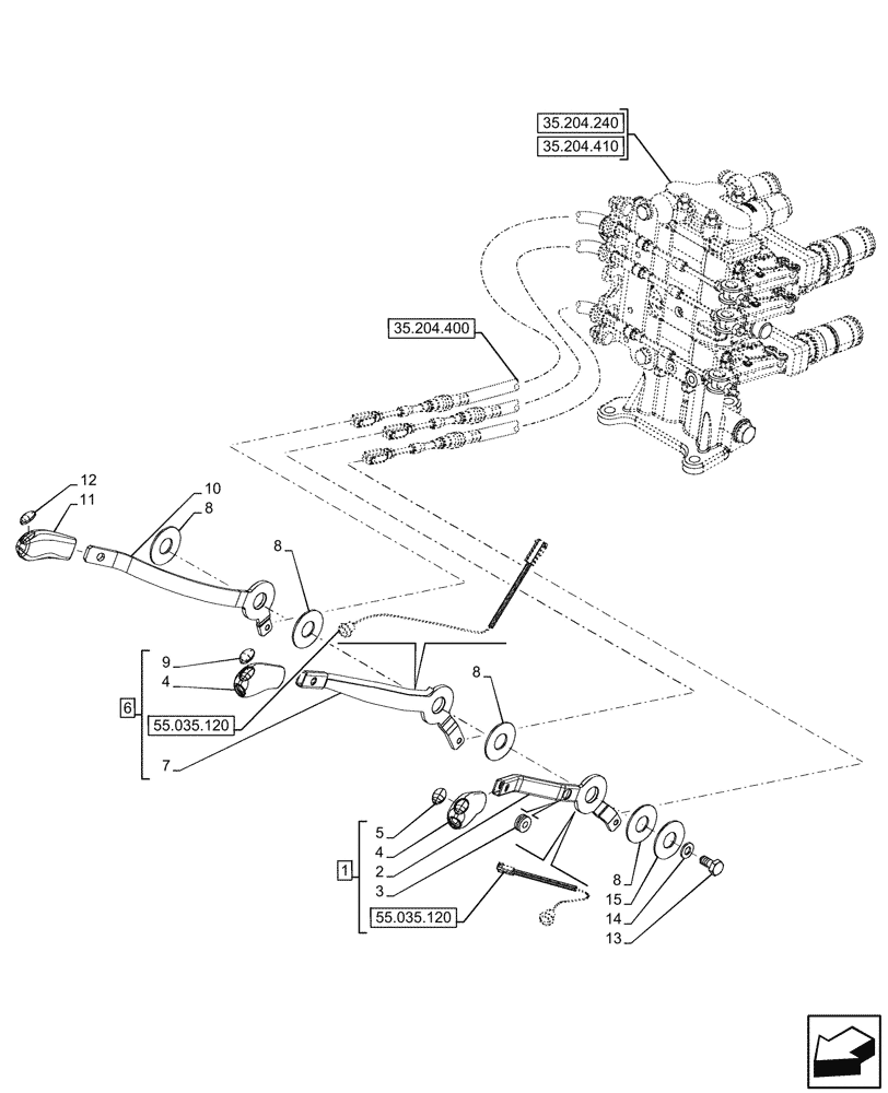 Схема запчастей Case IH FARMALL 110CL - (35.204.015) - VAR - 759024 - 3 REMOTE CONTROL VALVES, W/ DIVERTER, W/O CAB (35) - HYDRAULIC SYSTEMS