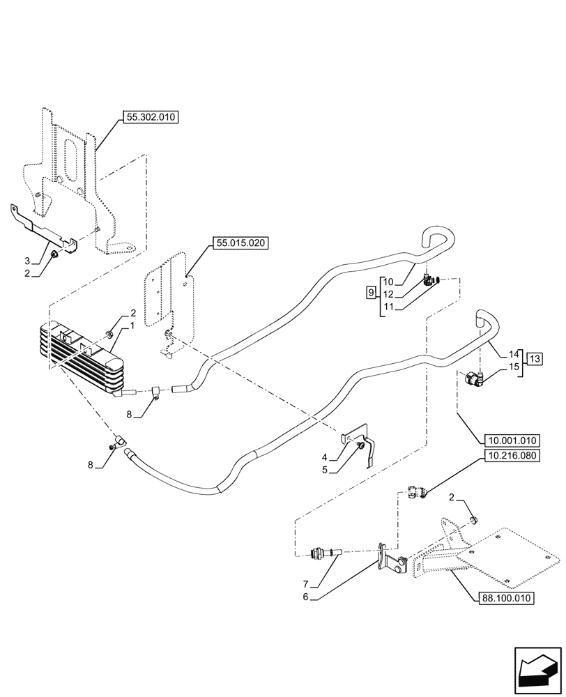 Схема запчастей Case IH FARMALL 80CL - (10.216.090) - VAR - 759487 - FUEL COOLER, LINES, CAB (10) - ENGINE