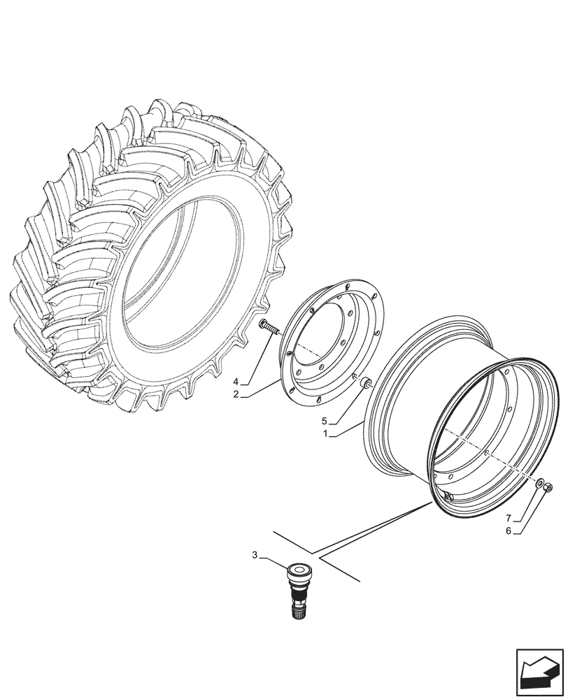 Схема запчастей Case IH FARMALL 90CL - (44.511.040) - VAR - 8891302 - FRONT, WHEEL (W11X20) (44) - WHEELS