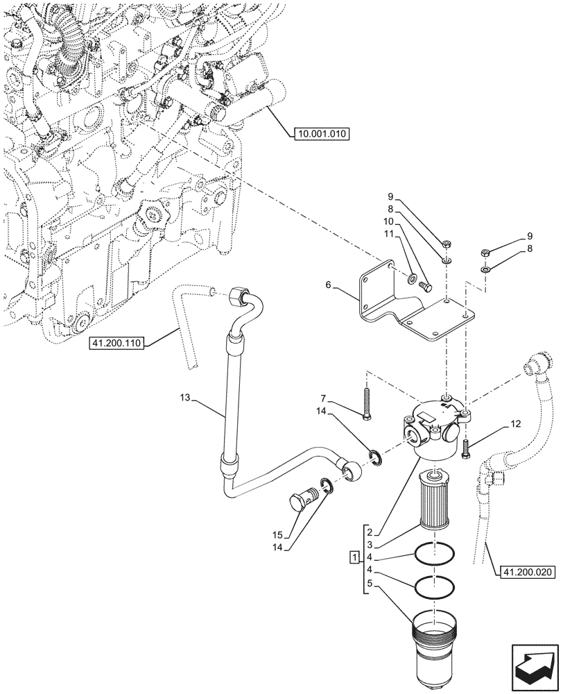 Схема запчастей Case IH FARMALL 100CL - (41.200.010) - VAR - 743523, 744833 - OIL FILTER, STEERING (41) - STEERING