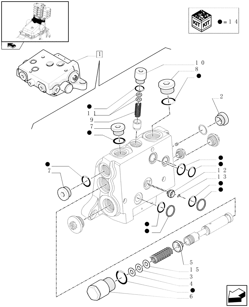 Схема запчастей Case IH MAXXUM 110 - (1.82.7/ E) - LOW INCOMING HYDRAULIC VALVE - BREAKDOWN (07) - HYDRAULIC SYSTEM