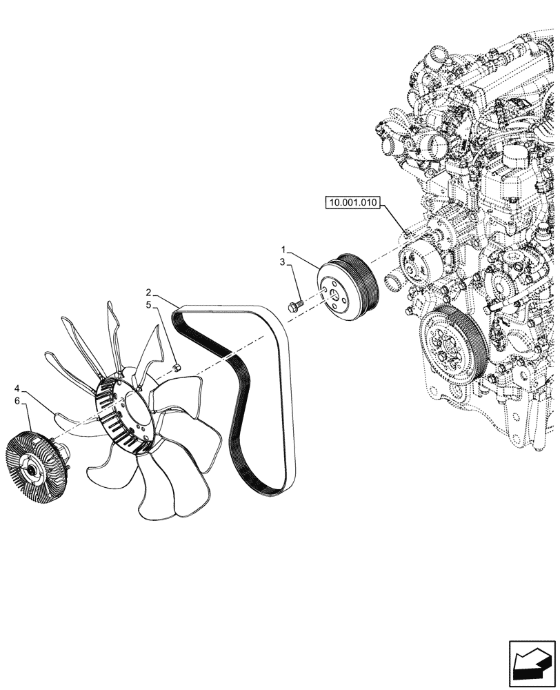 Схема запчастей Case IH FARMALL 100CL - (10.414.020) - VAR - 743500 - FAN, PULLEY & BELT, VISCOUS JOINT FAN (10) - ENGINE