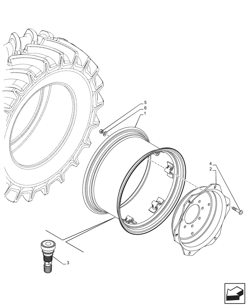 Схема запчастей Case IH FARMALL 100CL - (44.520.010) - VAR - 8940401 - REAR, WHEEL (W13X24) (44) - WHEELS