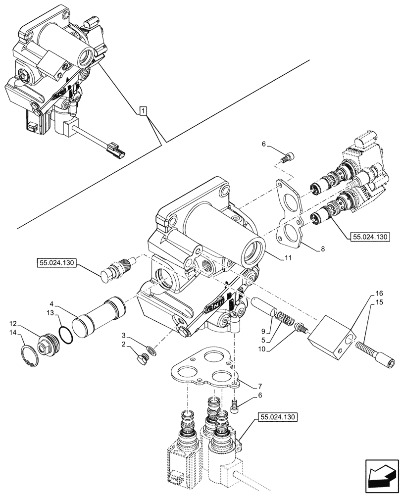 Схема запчастей Case IH FARMALL 110CL - (21.134.060) - VAR - 743968 - POWERSHUTTLE, TRANSMISSION CONTROL VALVE, HI-LO (21) - TRANSMISSION