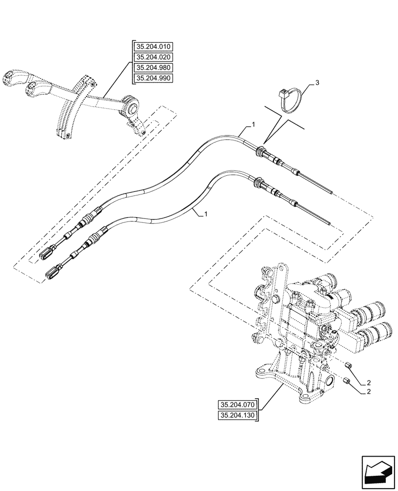 Схема запчастей Case IH FARMALL 80CL - (35.204.220) - VAR - 759022, 759023 - 3 REMOTE CONTROL VALVES, CONTROL LEVER, CAB (35) - HYDRAULIC SYSTEMS