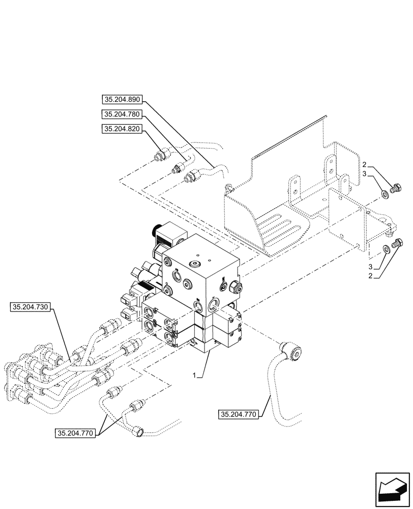 Схема запчастей Case IH FARMALL 100CL - (35.204.700) - VAR - 743970 - MID-MOUNT CONTROL VALVE, 64LPM, CAB (35) - HYDRAULIC SYSTEMS