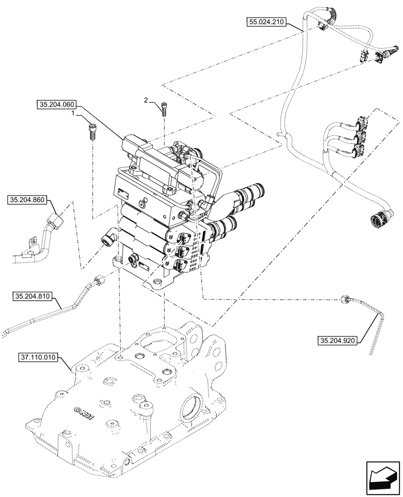 Схема запчастей Case IH FARMALL 80CL - (35.204.050) - VAR - 759025 - 3 REMOTE CONTROL VALVES, ELECTRO-HYDRAULIC, MOUNTING, CAB (35) - HYDRAULIC SYSTEMS