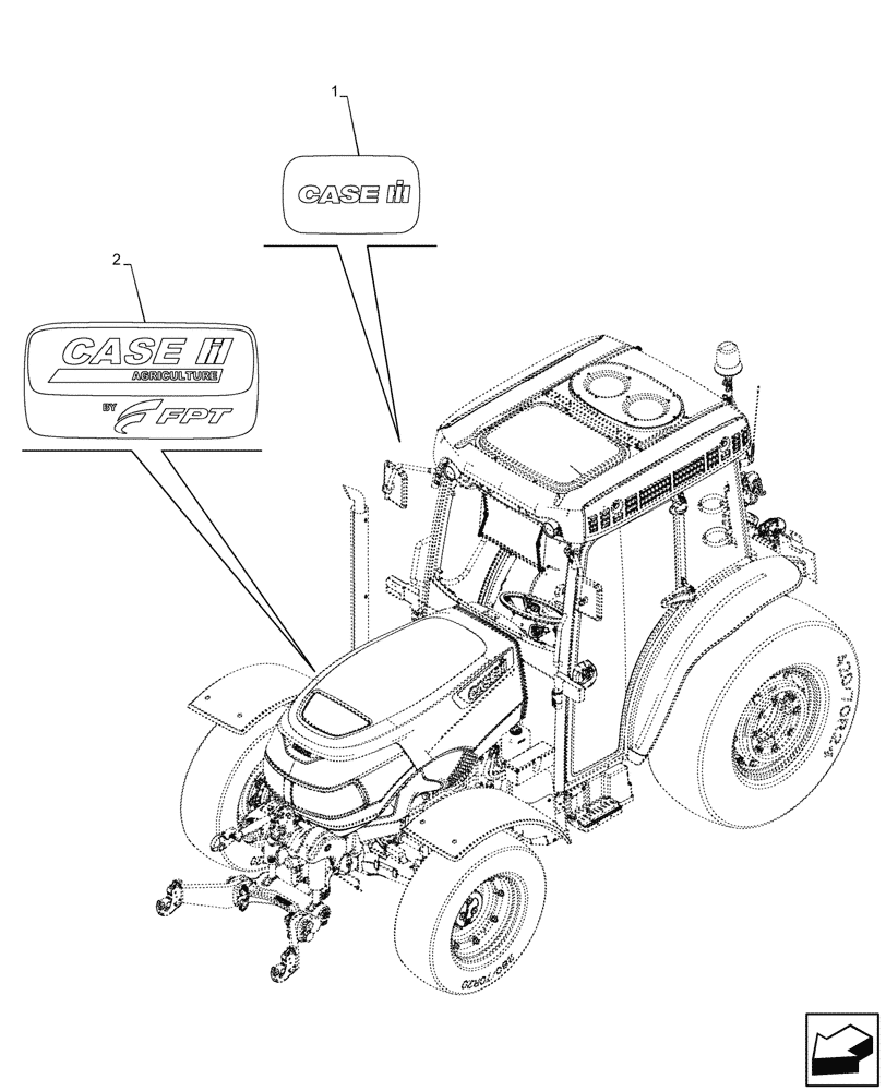 Схема запчастей Case IH FARMALL 80CL - (90.108.790) - TRADEMARK DECAL, CAB (90) - PLATFORM, CAB, BODYWORK AND DECALS