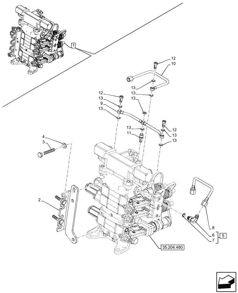 Схема запчастей Case IH FARMALL 80CL - (35.204.490) - VAR - 759024 - 3 REMOTE CONTROL VALVES, W/ DIVERTER, MOUNTING (EDC), CAB (35) - HYDRAULIC SYSTEMS