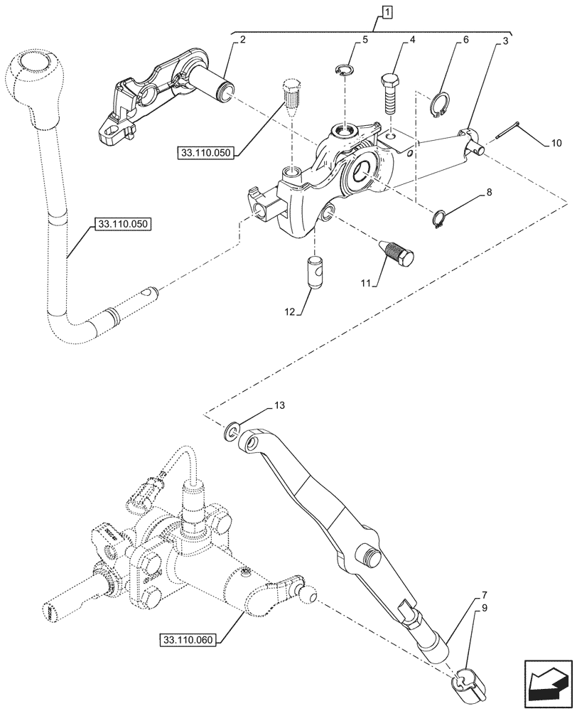 Схема запчастей Case IH FARMALL 90CL - (33.110.040) - VAR - 743968 - CREEPER, PARKING LOCK, HI-LO (33) - BRAKES & CONTROLS