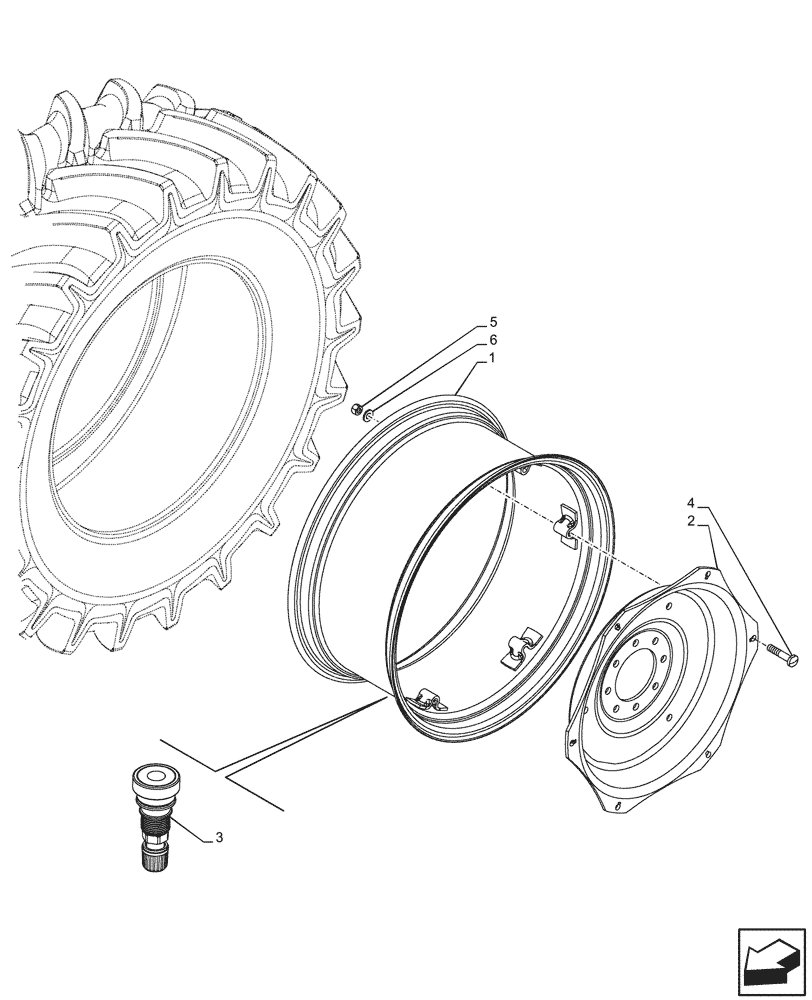 Схема запчастей Case IH FARMALL 100CL - (44.520.030) - VAR - 8955401 - REAR, WHEEL (W14LX30) (44) - WHEELS