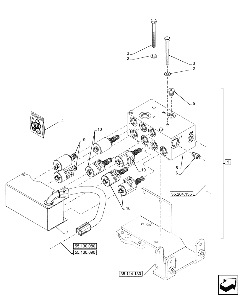 Схема запчастей Case IH FARMALL 100N - (35.114.110) - VAR - 743536 - 3 POINT HITCH, CONTROL VALVE, W/ DOC, CAB (35) - HYDRAULIC SYSTEMS