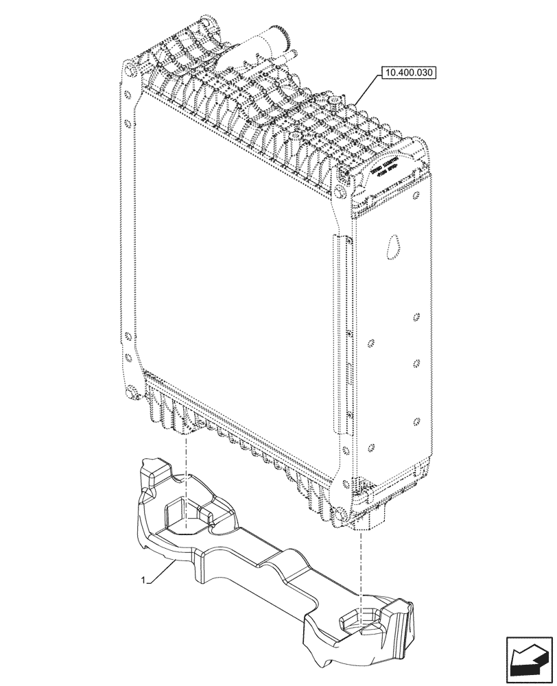 Схема запчастей Case IH FARMALL 110CL - (10.400.050) - VAR - 759018, 759019 - RADIATOR, SEAL, LOWER, W/O FRONT PTO (10) - ENGINE