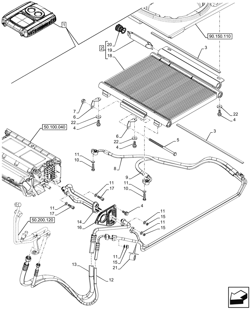 Схема запчастей Case IH FARMALL 80CL - (50.200.080) - VAR - 759033 - AIR CONDITIONING, W/ SUPER ECO CAB, CONDENSER, LINE, CAB (50) - CAB CLIMATE CONTROL