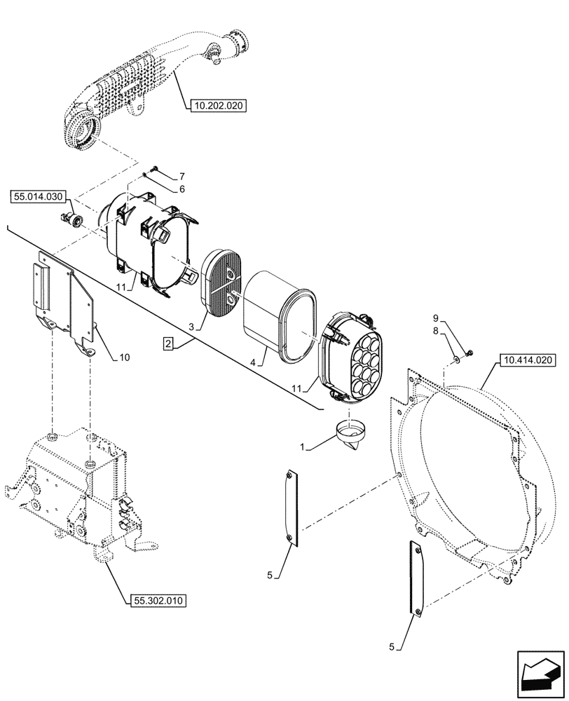 Схема запчастей Case IH FARMALL 110CL - (10.202.010) - VAR - 759324, 759325 - AIR CLEANER (10) - ENGINE