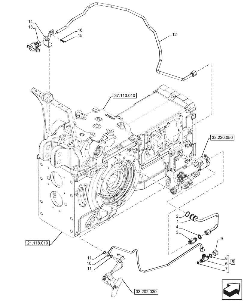 Схема запчастей Case IH FARMALL 110CL - (33.220.040) - VAR - 743516 - TRAILER BRAKE VALVE, LINE, CAB (33) - BRAKES & CONTROLS