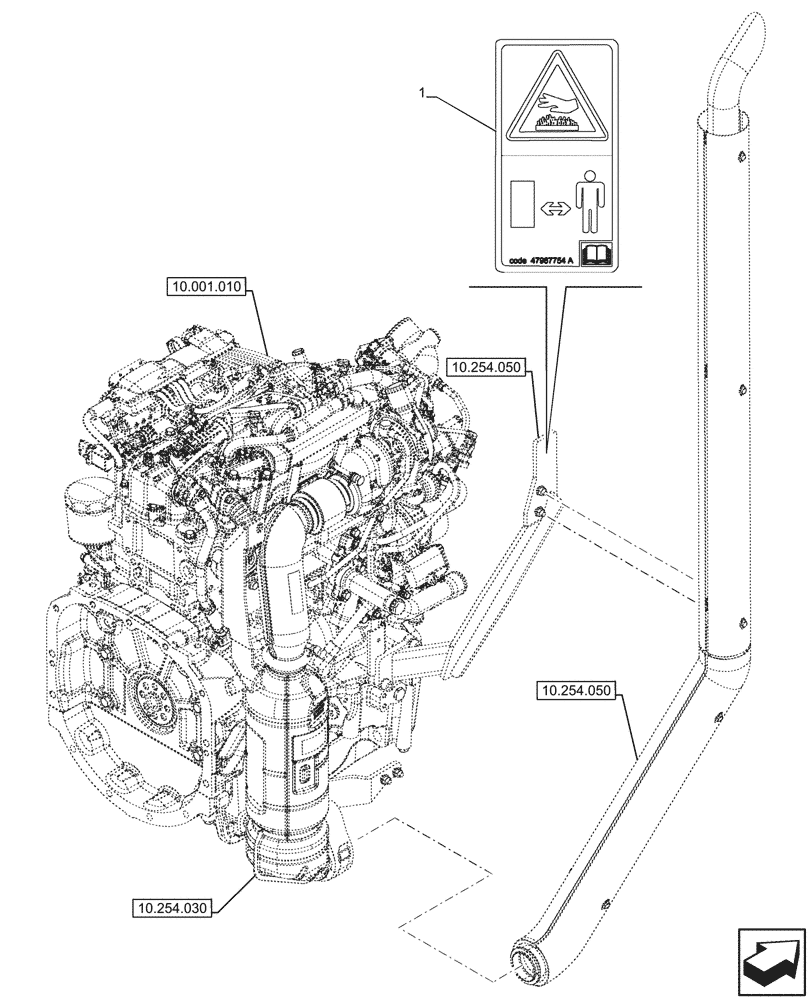 Схема запчастей Case IH FARMALL 110CL - (90.108.075) - VAR - 331151 - WARNING DECAL, VERTICAL EXHAUST (90) - PLATFORM, CAB, BODYWORK AND DECALS