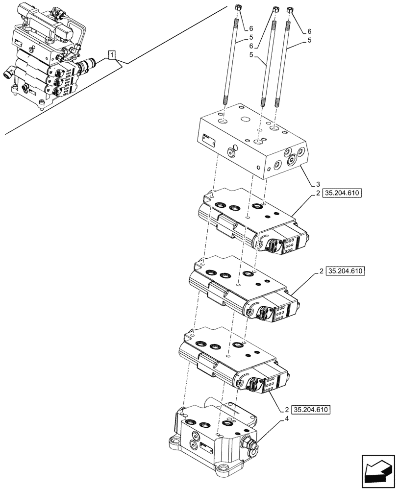 Схема запчастей Case IH FARMALL 100CL - (35.204.200) - VAR - 759025 - 3 REMOTE CONTROL VALVES, ELECTRO-HYDRAULIC, COMPONENTS, CAB (35) - HYDRAULIC SYSTEMS