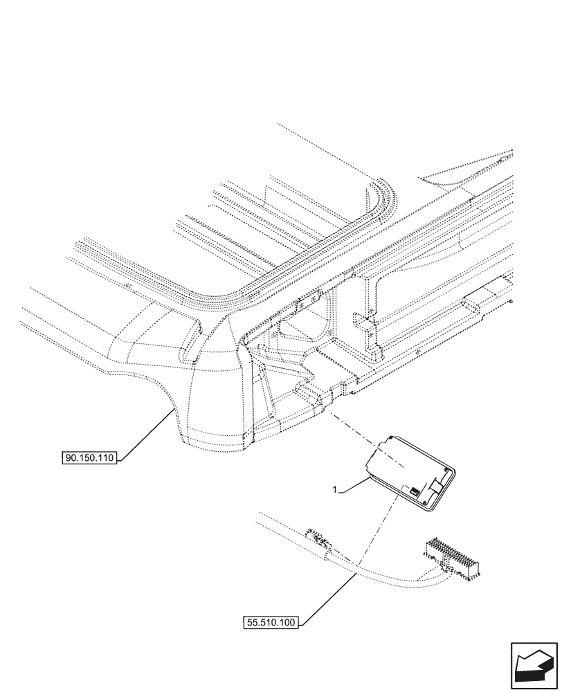 Схема запчастей Case IH FARMALL 100CL - (55.785.010) - VAR - 759033 - ROOF, MONITOR, CAB (55) - ELECTRICAL SYSTEMS