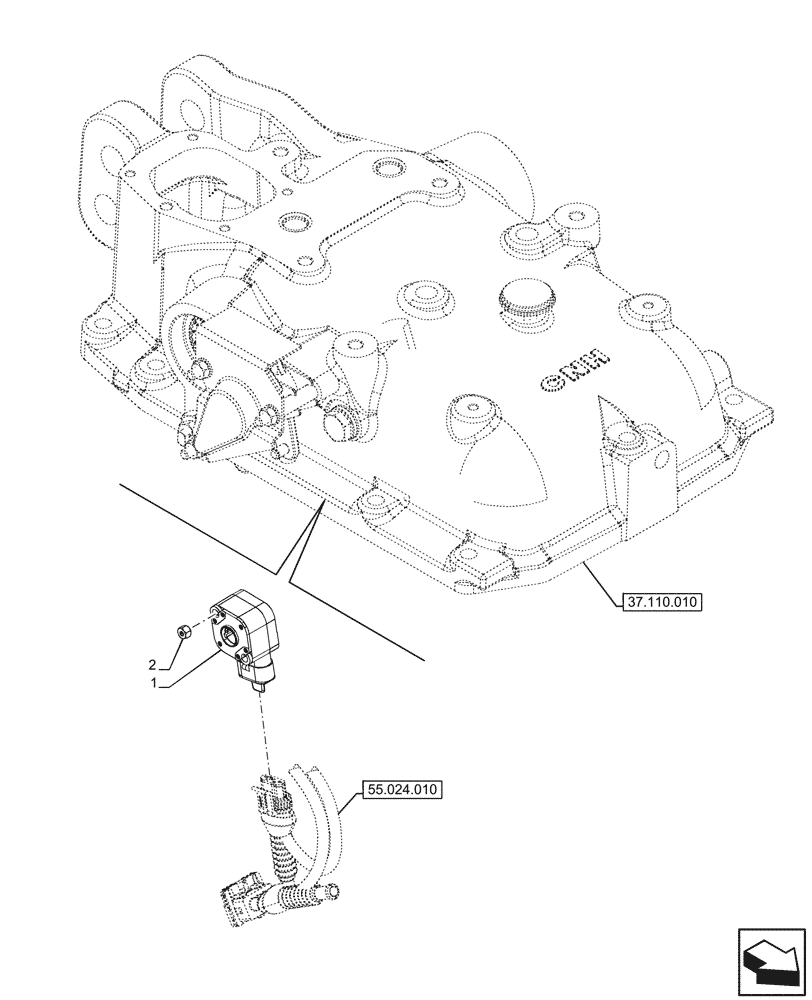 Схема запчастей Case IH FARMALL 80CL - (55.130.040) - VAR - 743523 - REAR, 3 POINT HITCH, ELECTRONIC DRAFT CONTROL (EDC), POTENTIOMETER, CAB (55) - ELECTRICAL SYSTEMS