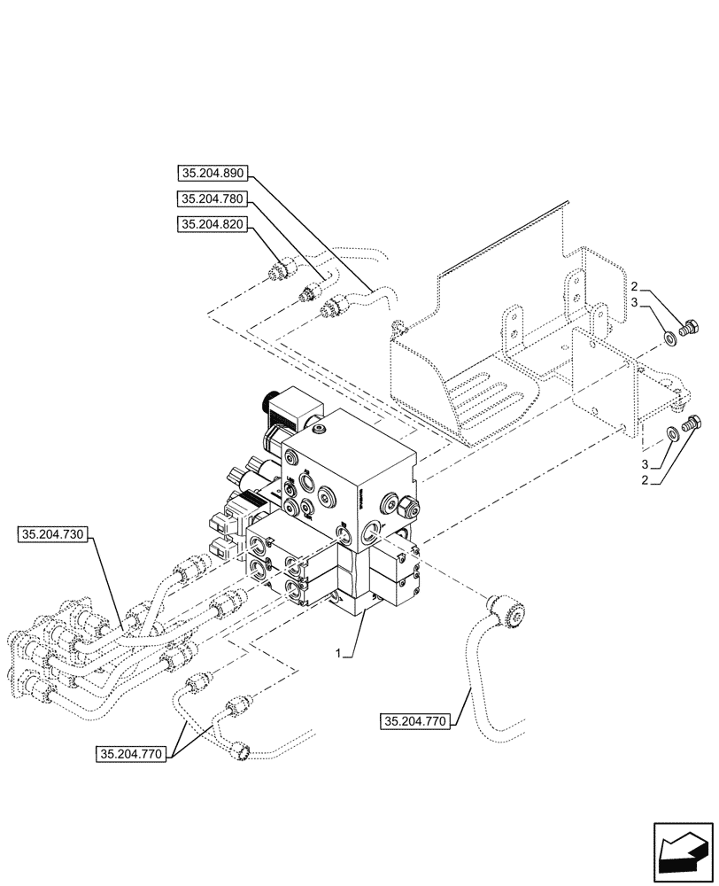 Схема запчастей Case IH FARMALL 80CL - (35.204.710) - VAR - 759021 - MID-MOUNT CONTROL VALVE, 80LPM, CAB (35) - HYDRAULIC SYSTEMS