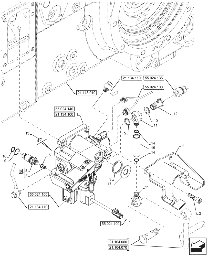 Схема запчастей Case IH FARMALL 110CL - (21.134.090) - VAR - 743968 - POWERSHUTTLE, TRANSMISSION CONTROL VALVE, CREEPER, HI-LO (21) - TRANSMISSION