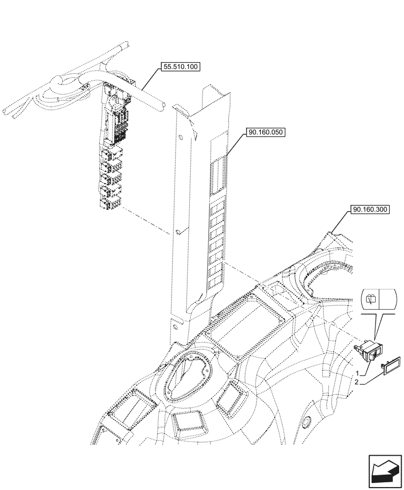 Схема запчастей Case IH FARMALL 80CL - (55.518.010) - VAR - 330642, 390642 - REAR WIPER SWITCH, CAB (55) - ELECTRICAL SYSTEMS