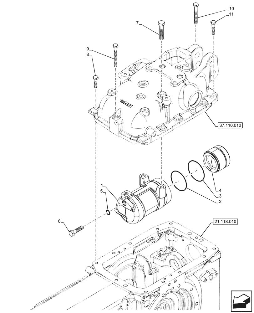 Схема запчастей Case IH FARMALL 90CL - (37.110.020) - VAR - 743523, 744833, 759013 - REAR, HYDRAULIC LIFT, CYLINDER (37) - HITCHES, DRAWBARS & IMPLEMENT COUPLINGS