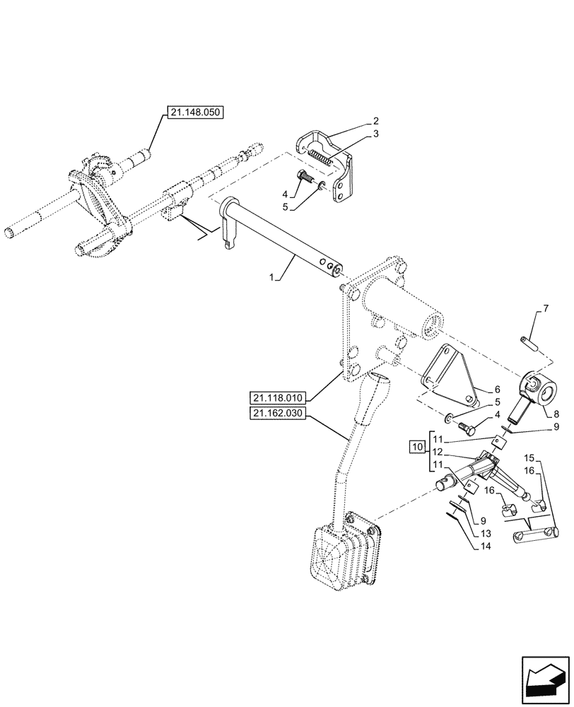 Схема запчастей Case IH FARMALL 100CL - (21.162.020) - VAR - 330111, 743548 - FORWARD/REVERSE LEVER, SPLITTER, W/O CREEPER (21) - TRANSMISSION