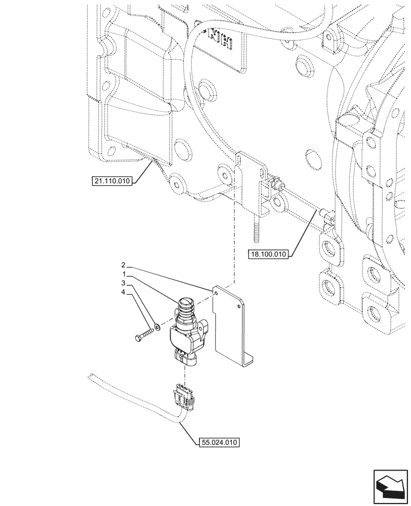 Схема запчастей Case IH FARMALL 90CL - (55.048.020) - REAR PTO SAFETY SWITCH (55) - ELECTRICAL SYSTEMS