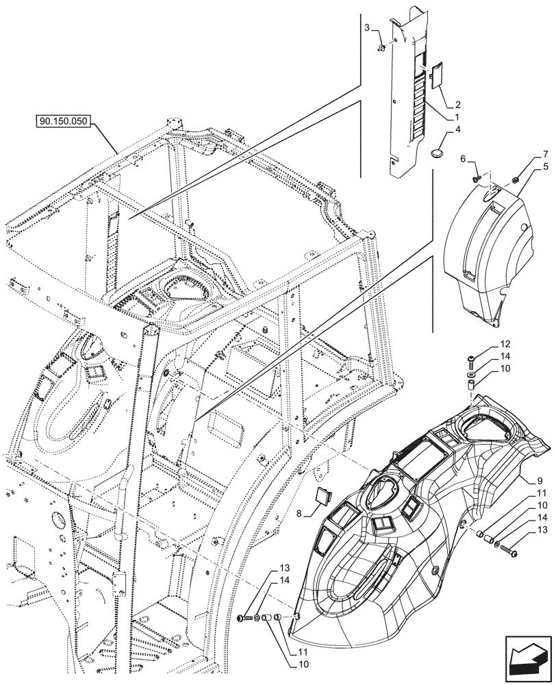 Схема запчастей Case IH FARMALL 100CL - (90.160.300) - VAR - 759022, 759023, 759024 - TRIM PANEL, PILLAR, CAB (90) - PLATFORM, CAB, BODYWORK AND DECALS