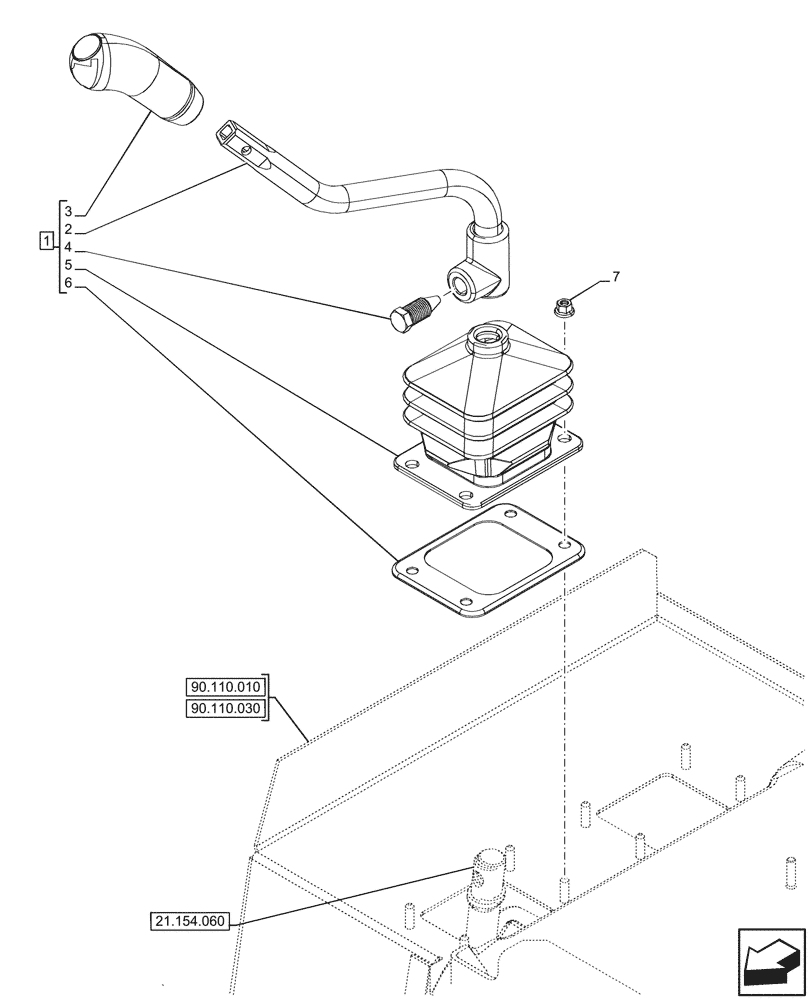 Схема запчастей Case IH FARMALL 100CL - (21.148.140) - VAR - 330111, 743548 - TRANSMISSION CONTROL, LEVER, W/O CREEPER (21) - TRANSMISSION