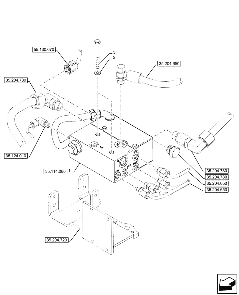 Схема запчастей Case IH FARMALL 80CL - (35.114.050) - VAR - 743536 - 3 POINT HITCH, CONTROL VALVE, CAB (35) - HYDRAULIC SYSTEMS