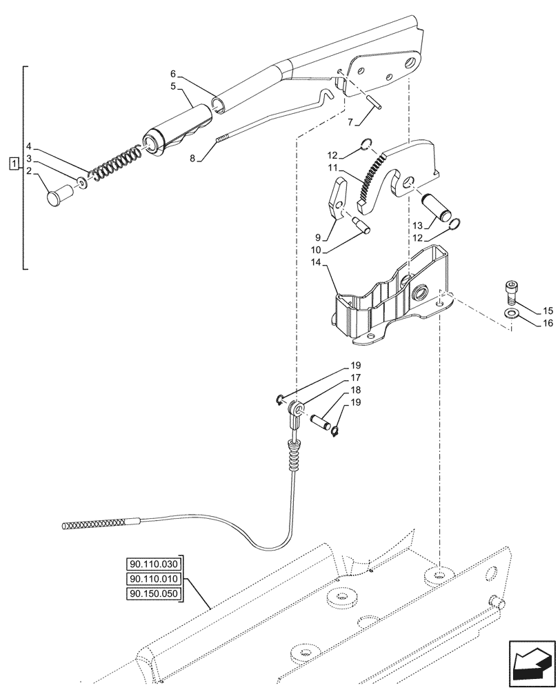 Схема запчастей Case IH FARMALL 100CL - (33.110.010) - VAR - 759028, 759029, 759031, 759033 - HAND BRAKE, LEVER (33) - BRAKES & CONTROLS