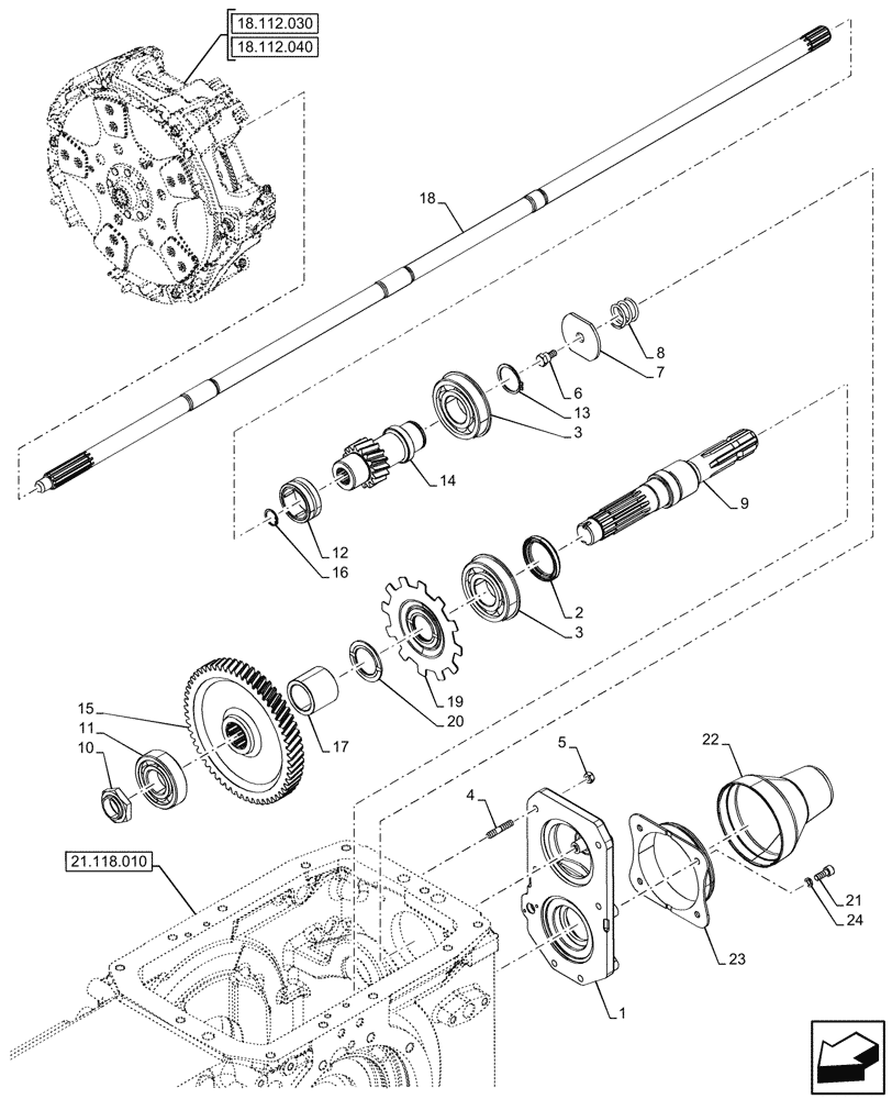 Схема запчастей Case IH FARMALL 100CL - (31.110.020) - VAR - 330808, 330817, 333804, 758929 - PTO 540 RPM, SHAFT, TRANSMISSION, GEAR (31) - IMPLEMENT POWER TAKE OFF