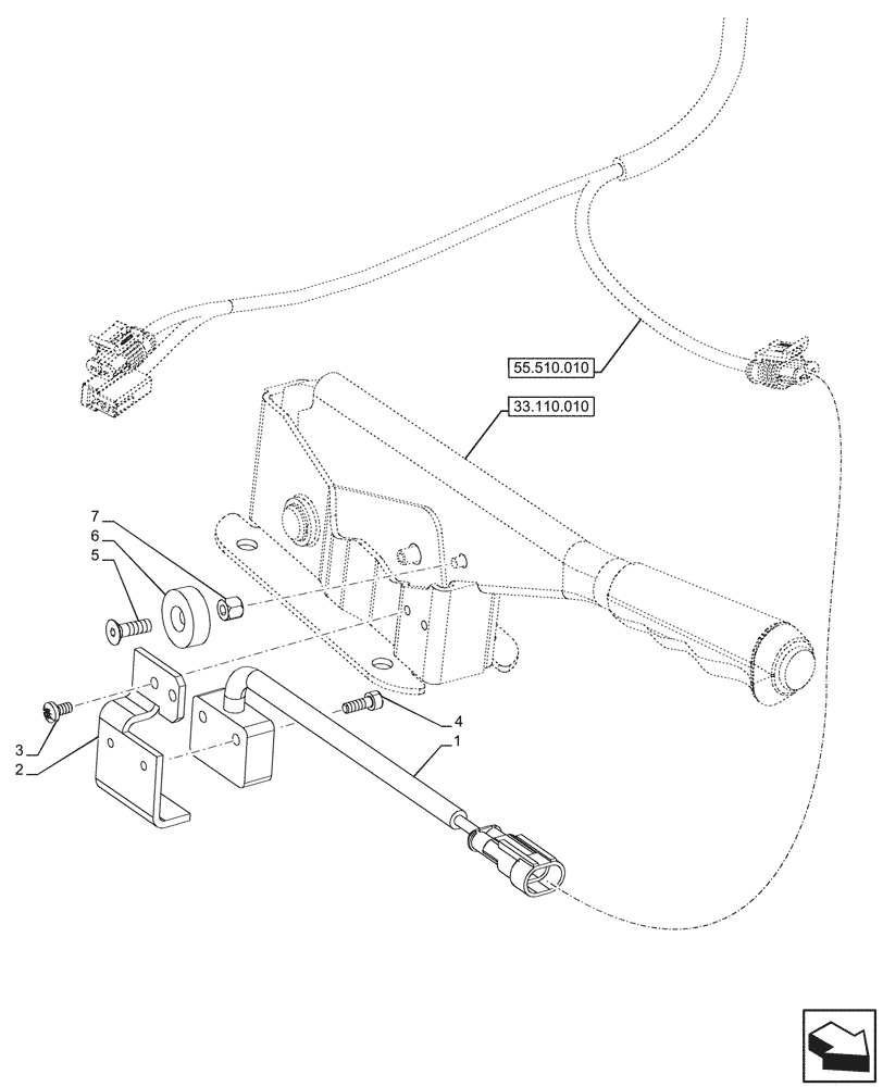 Схема запчастей Case IH FARMALL 80CL - (55.031.050) - VAR - 759031, 759033 - HAND BRAKE, SWITCH, CAB (55) - ELECTRICAL SYSTEMS