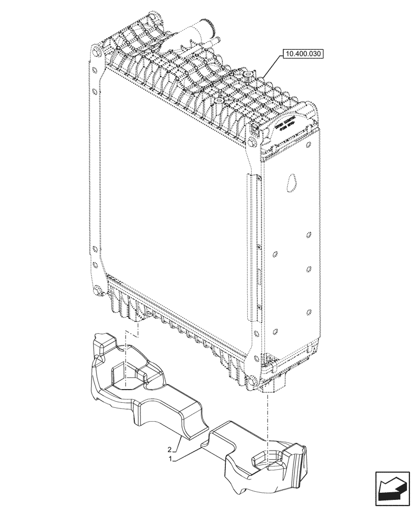 Схема запчастей Case IH FARMALL 110CL - (10.400.060) - VAR - 743522 - RADIATOR, SEAL, LOWER, W/ FRONT PTO (10) - ENGINE