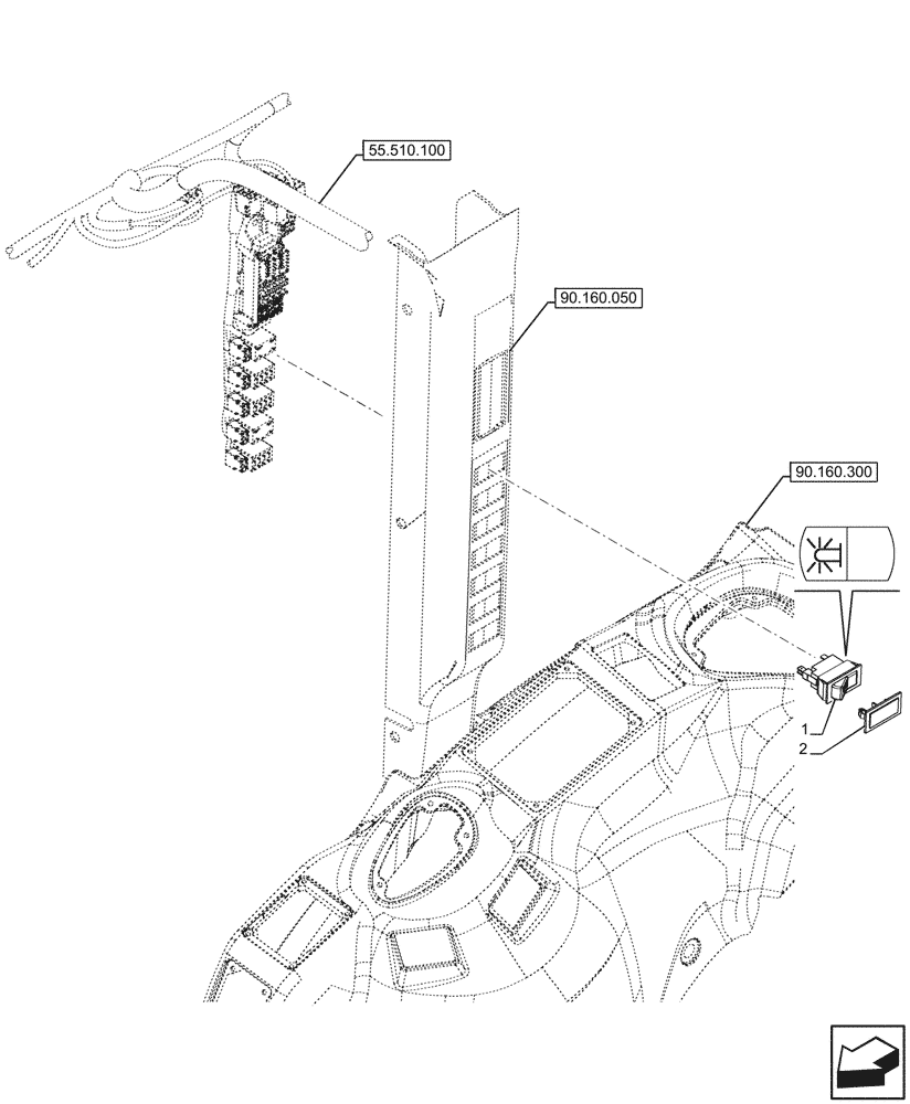 Схема запчастей Case IH FARMALL 110CL - (55.405.030) - VAR - 759063 - ROTATING BEACON, SWITCH, CAB (55) - ELECTRICAL SYSTEMS