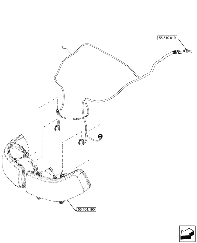 Схема запчастей Case IH FARMALL 110CL - (55.511.010) - LIGHT, HARNESS (55) - ELECTRICAL SYSTEMS