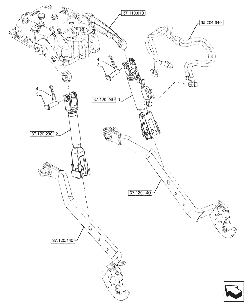 Схема запчастей Case IH FARMALL 110CL - (37.120.220) - VAR - 743536 - REAR, 3 POINT HITCH, ADJUSTMENT ROD, HYDRAULIC (37) - HITCHES, DRAWBARS & IMPLEMENT COUPLINGS