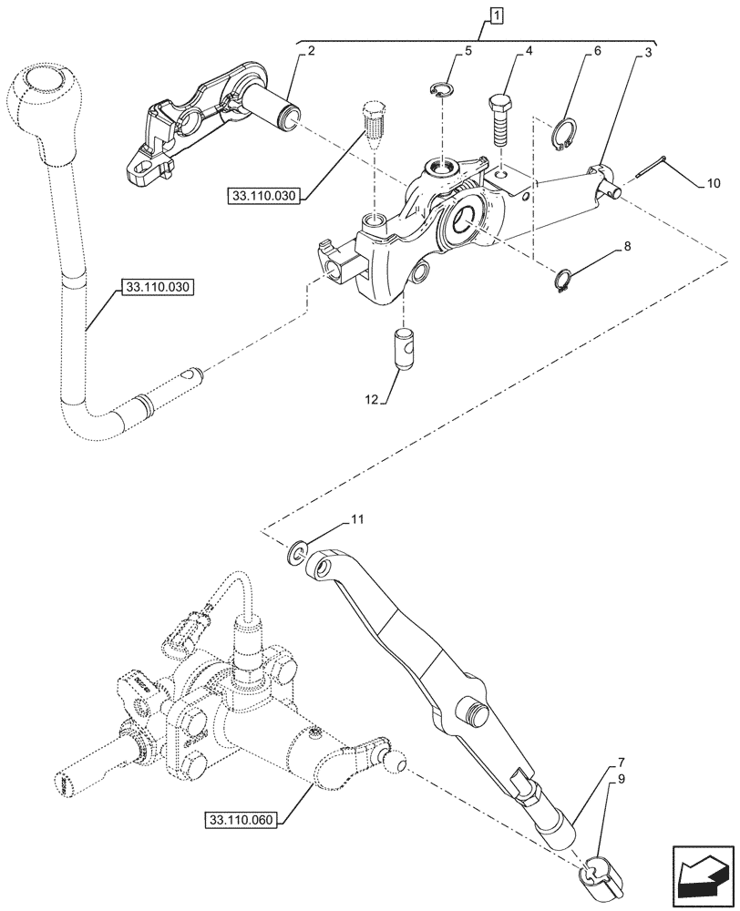 Схема запчастей Case IH FARMALL 100CL - (33.110.020) - VAR - 743968 - PARKING LOCK, HI-LO (33) - BRAKES & CONTROLS