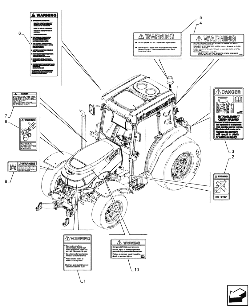 Схема запчастей Case IH FARMALL 110CL - (90.108.290) - WARNING DECAL, CAB (90) - PLATFORM, CAB, BODYWORK AND DECALS