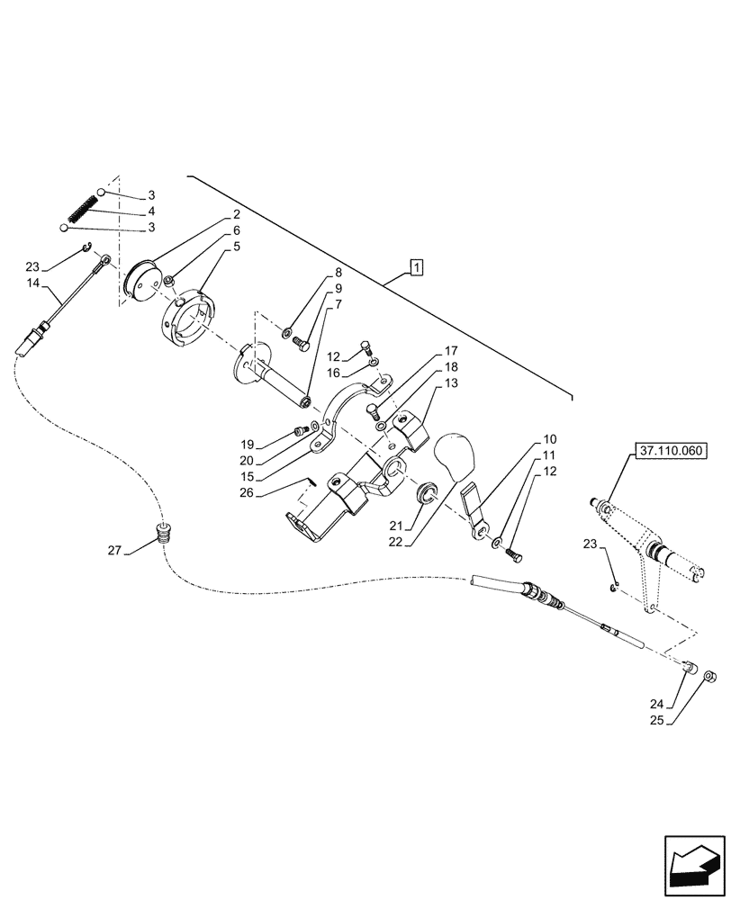 Схема запчастей Case IH FARMALL 110CL - (37.108.050) - VAR - 744833 - LIFT-O-MATIC PLUS, CONTROL LEVER, CAB (37) - HITCHES, DRAWBARS & IMPLEMENT COUPLINGS