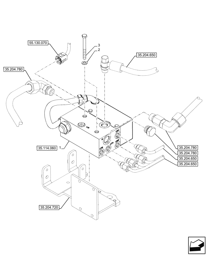 Схема запчастей Case IH FARMALL 100CL - (35.114.070) - VAR - 743536 - 3 POINT HITCH, CONTROL VALVE (35) - HYDRAULIC SYSTEMS