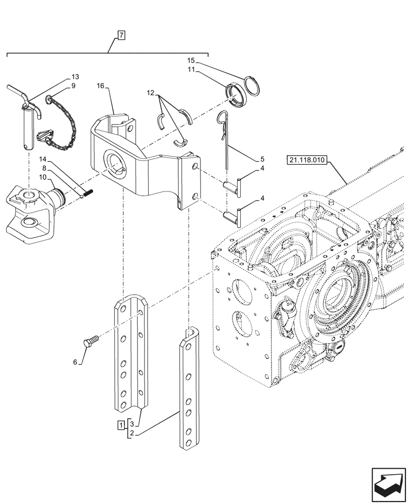 Схема запчастей Case IH FARMALL 100CL - (37.100.060) - VAR - 336886 - TOWING EQUIPMENT, TOW HOOK (37) - HITCHES, DRAWBARS & IMPLEMENT COUPLINGS