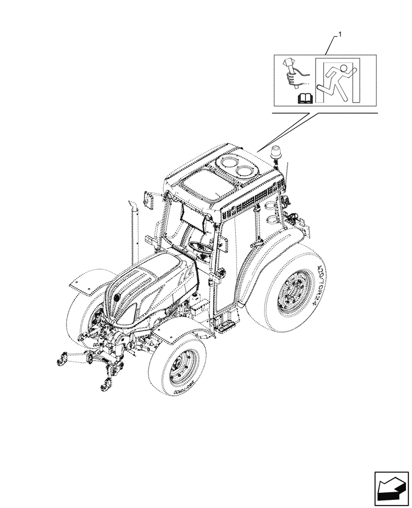 Схема запчастей Case IH FARMALL 110CL - (90.108.170) - WARNING DECAL, CAB (90) - PLATFORM, CAB, BODYWORK AND DECALS